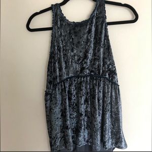 POL gray crushed velvet blouse